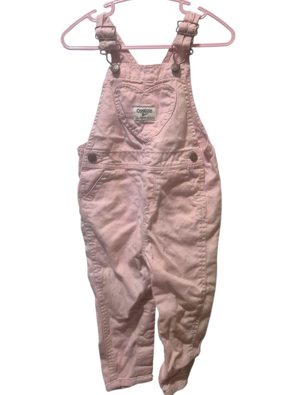 OshKosh B'gosh Light Pink Heart Bib Kids Overalls
